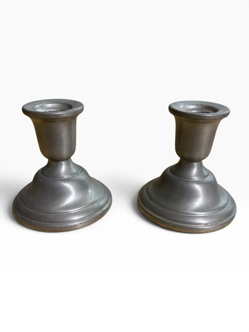 Vintage Pewter Taper Candlestick Holders Handcrafted - Connecticut House Pewters